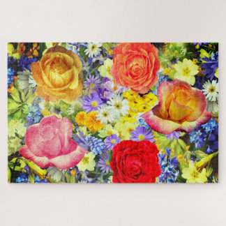 Rompecabezas de los rosas y de las flores de la