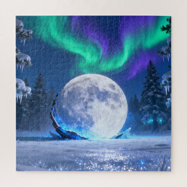 Rompecabezas de luna llena Aurora (Vertical)