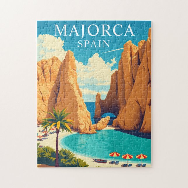 Rompecabezas de Mallorca España Viaje Vintage (Vertical)
