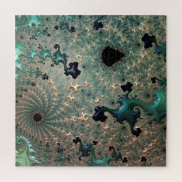 Rompecabezas de mandelbrot de oro y esmeralda