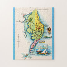 Rompecabezas de Mapa Antiguo de Delaware Maryland