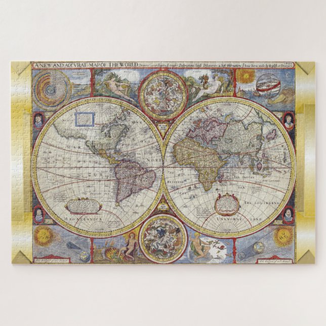 Rompecabezas de Mapa Antiguo del Mundo (Horizontal)