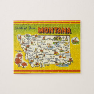 Rompecabezas de mapa de postal de Montana 8x10