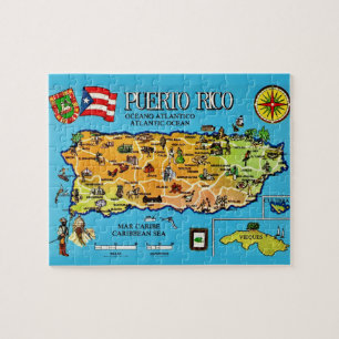 Rompecabezas de mapa de postal de Puerto Rico