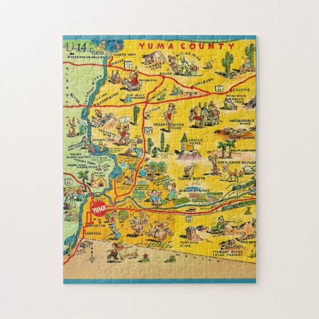 Rompecabezas de mapa de Yuma Arizona 11x14 (Vertical)