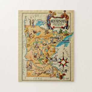 Rompecabezas de Mapa Ilustrado de Minnesota 11x14