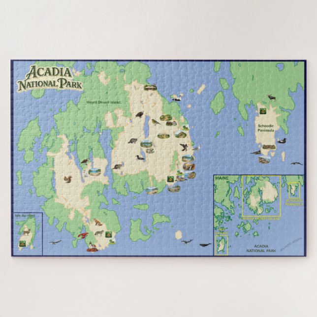 Rompecabezas de Mapa Ilustrado del Parque Nacional (Horizontal)