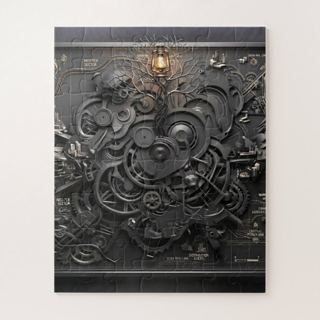 Rompecabezas de Mapa Mecánico Steampunk (Vertical)