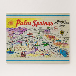 Rompecabezas de mapa retro de Palm Springs 8x10