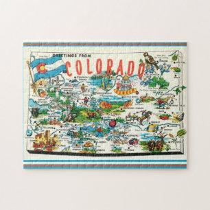 Rompecabezas de mapa vintage de Colorado 11x14