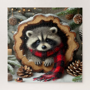 Rompecabezas de Mapache de Navidad