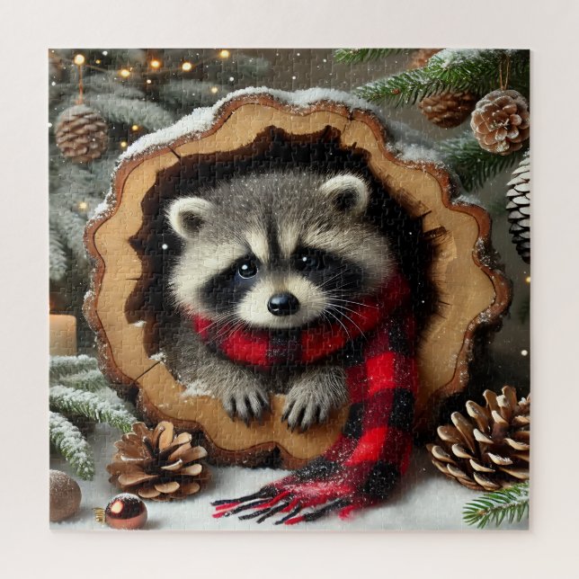 Rompecabezas de Mapache de Navidad (Vertical)