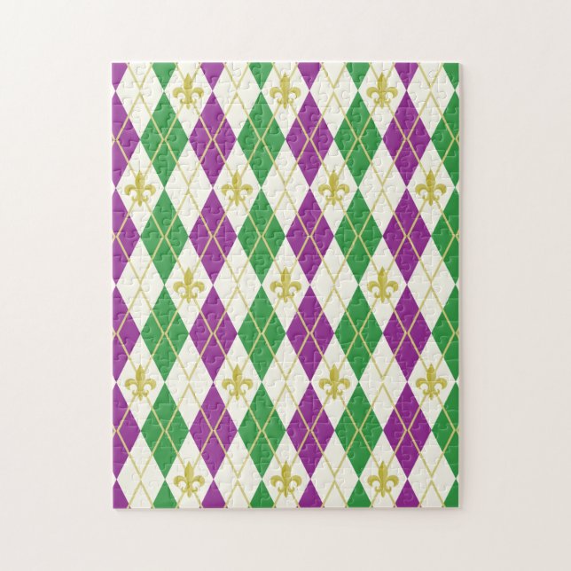 Rompecabezas de Mardi Gras Argyle (Vertical)