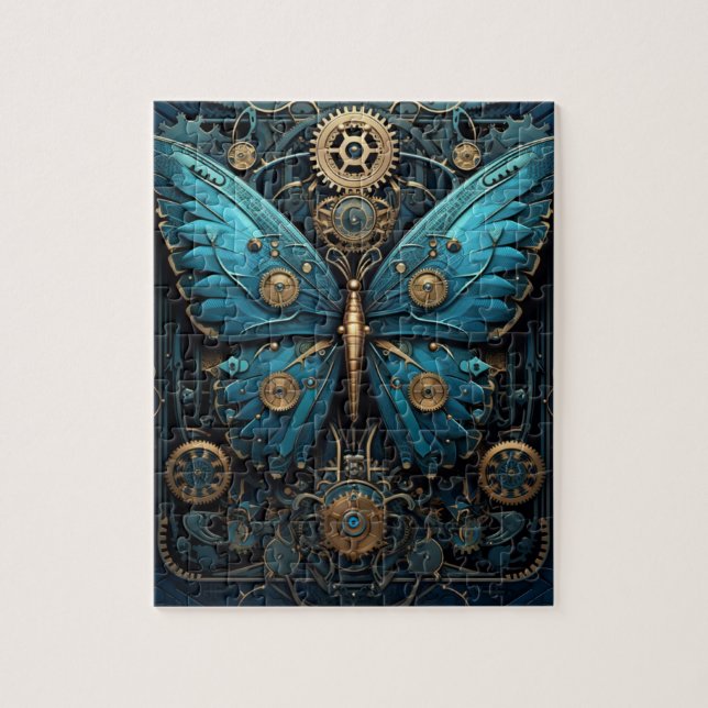 Rompecabezas de Mariposa Monarca Azul Mecánica (Vertical)