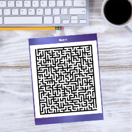 Rompecabezas de Maze Cuatro Púrpura | Tarjetas de