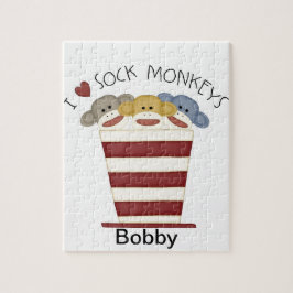 Rompecabezas de mono personalizado del calcetín