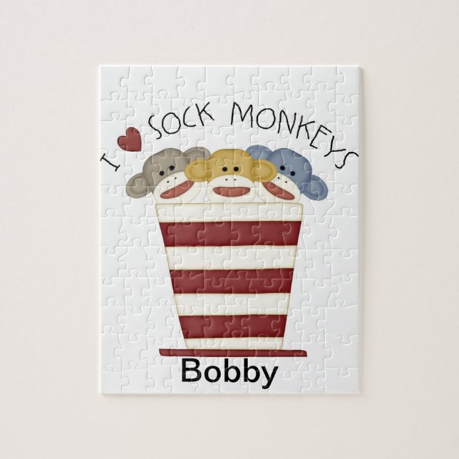 Rompecabezas de mono personalizado del calcetín (Vertical)