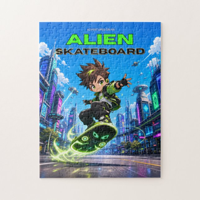 Rompecabezas de monopatín alienígena (Vertical)