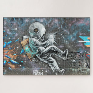 Rompecabezas de mural de arte callejero de astrona