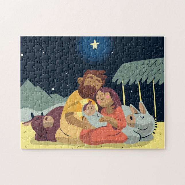 Rompecabezas de Navidad de la escena del Nacimient (Horizontal)