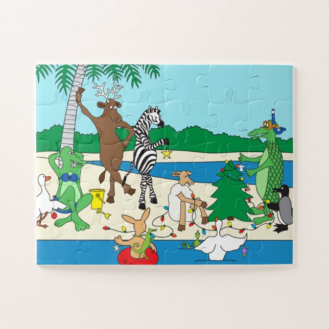 Rompecabezas de Navidad de Playa (Horizontal)