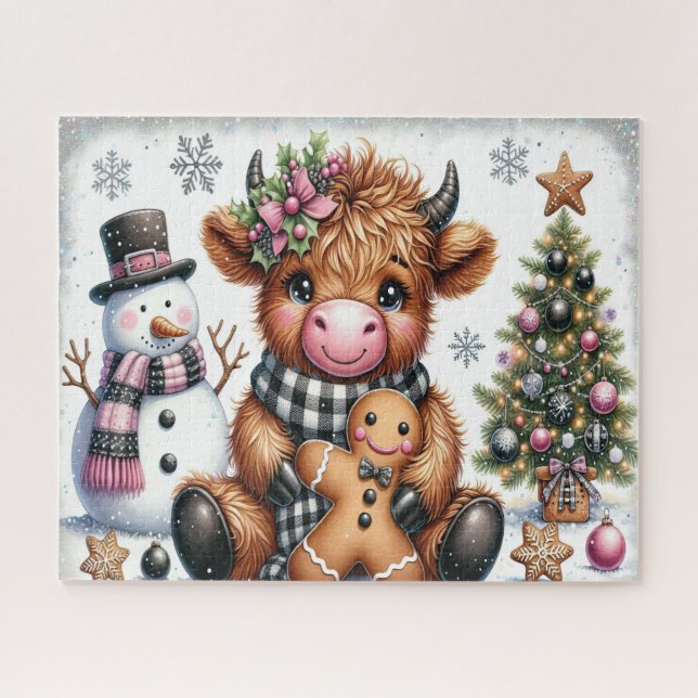 Rompecabezas de Navidad Rústica Vaca de las Tierra (Horizontal)