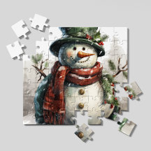 Rompecabezas de Navidad Vintage de Hombre de Nieve