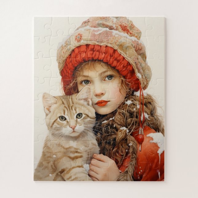 ROMPECABEZAS DE NIÑA Y GATO (Vertical)