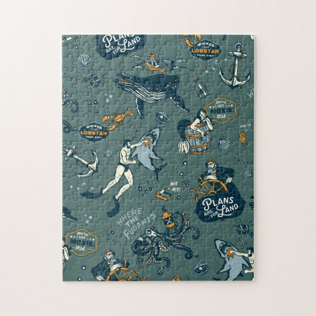 Rompecabezas de Nueva Inglaterra con temática náut (Vertical)