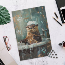 Rompecabezas de nutria linda en baño de burbujas
