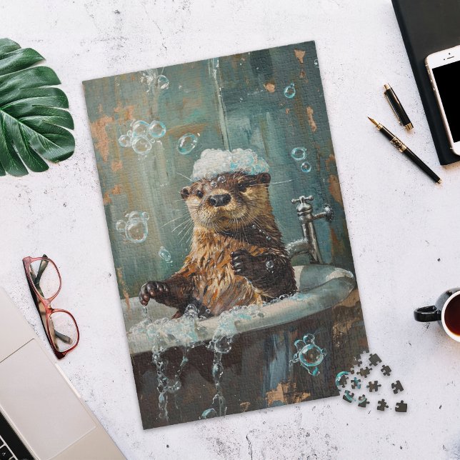 Rompecabezas de nutria linda en baño de burbujas (Subido por el creador)