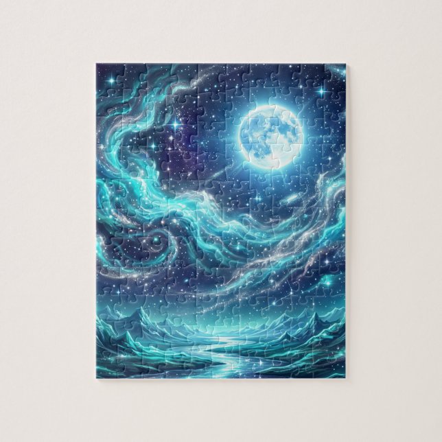 Rompecabezas de olas celestiales a la luz de la lu (Vertical)