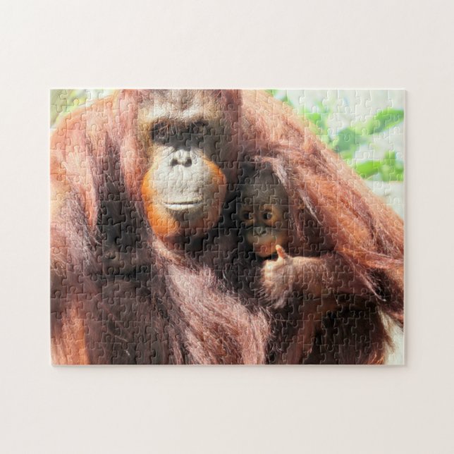 Rompecabezas de orangután mami y bebé (Horizontal)