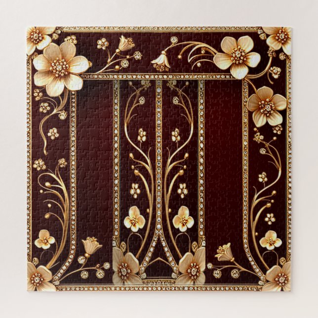 Rompecabezas de oro de las flores de oro de Borgoñ (Vertical)