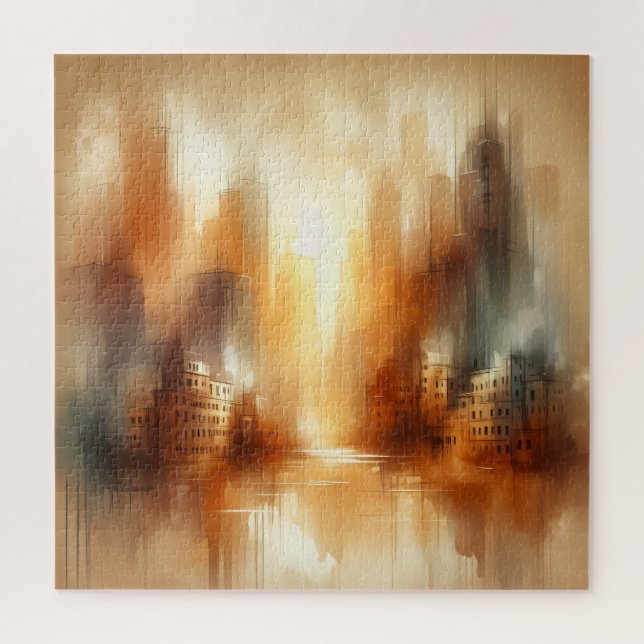 Rompecabezas de paisaje de ciudad abstracto (Vertical)
