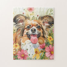 Rompecabezas de Papillon – Arte de Perro en Acuare