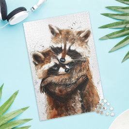 Rompecabezas de Pareja de Mapaches Adorables