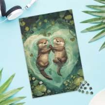 Rompecabezas de Pareja de Nutrias Adorables