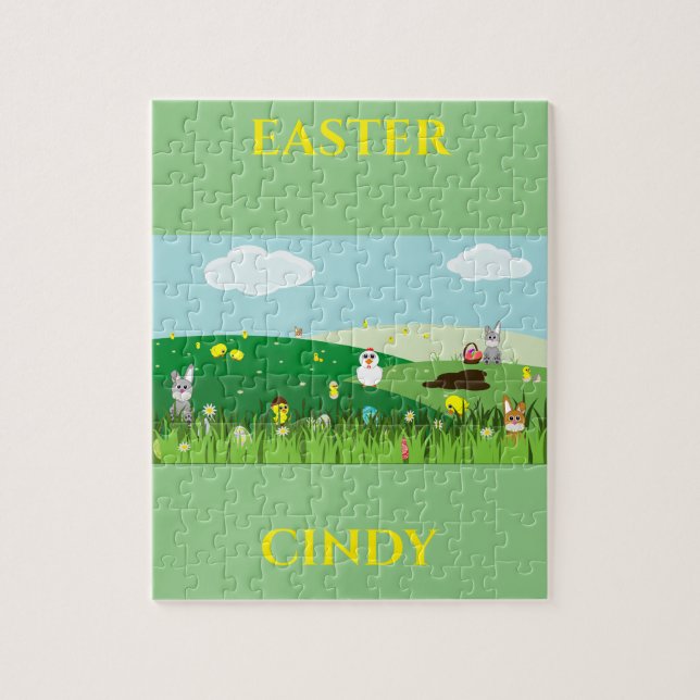Rompecabezas de Pascua con nombre personalizado. (Vertical)