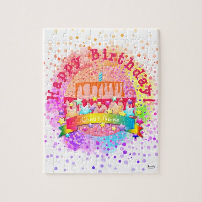 Rompecabezas de pastel de cumpleaños feliz - HAMbW (Vertical)