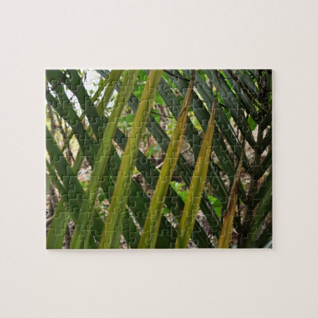 rompecabezas de patrón de helecho verde sobre verd (Horizontal)