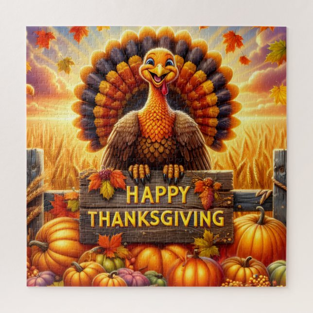 Rompecabezas de pavo de Acción de Gracias feliz (Vertical)