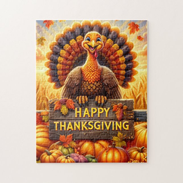 Rompecabezas de pavo de Acción de Gracias feliz (Vertical)