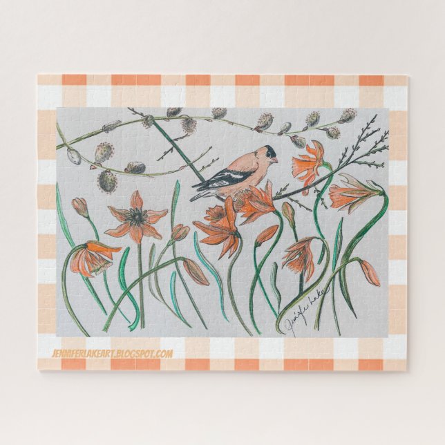 Rompecabezas de Peachy Goldfinch (Horizontal)