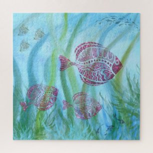 Rompecabezas de peces morados - Hermosa vida subma