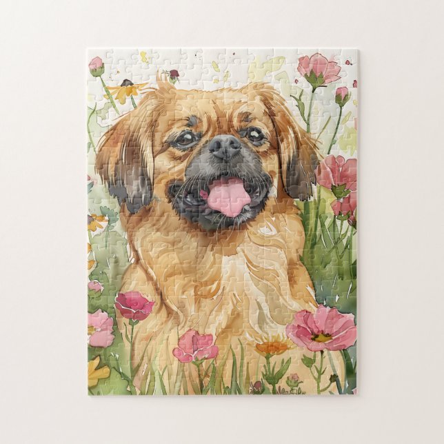 Rompecabezas de Pekín – Arte de Perro en Acuarela (Vertical)