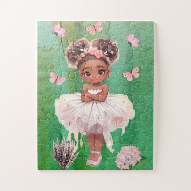 Rompecabezas de pequeña bailarina afroamericana (Vertical)
