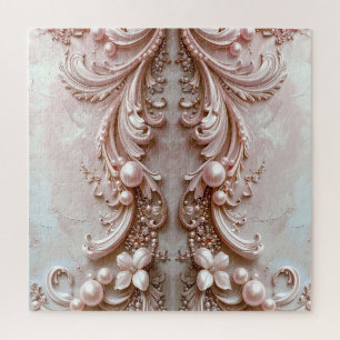Rompecabezas de perla ornamentada rosa y floral