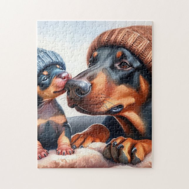 Rompecabezas de Perro Adorable — Regalo de Navidad (Vertical)