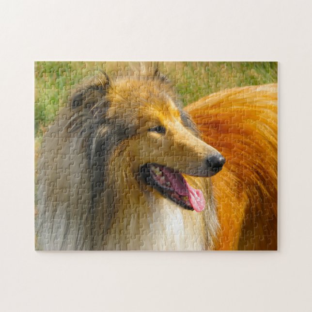 Rompecabezas de Perro Collie Áspero. (Horizontal)